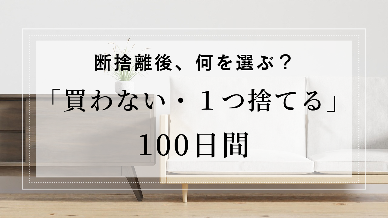 断捨離後、何を選ぶ？「買わない・１つ捨てる」100日間